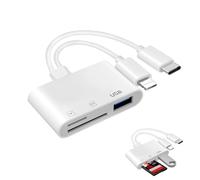 1Pc Dual Connectors SD Card Reader for iPhone and Android Plug and Play 5-In-1 Lightning/USB C SD/TF Memory Card Reader with USB OTG Port Camera to iPhone Adapter for iPhone iPad MacBook Android etc