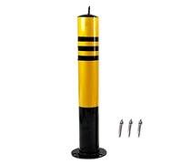 1pc Durable Round Anti-Collision Bollards - Reflective Yellow Steel Barriers for Driveway and Parking(Fixed Style,55CM)