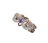 1pc Elegant 925 Heart Ring with Purple Synthetic Zirconia, Engagement Wedding Band, Daily & Special Occasion Jewelry, All Seasons Compatible