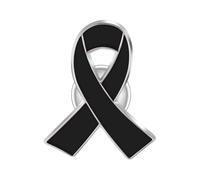 1PC Elegant Ribbon Breast Cancer & Awareness Lapel Pin Heart Shaped Silk Ribbon Fashionable Accessory For Clothing Bags & More (Black, one size)