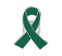 1PC Elegant Ribbon Breast Cancer & Awareness Lapel Pin Heart Shaped Silk Ribbon Fashionable Accessory For Clothing Bags & More (Green, one size)