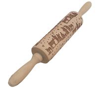 1PC Embossed Rolling Pin 14 inch Christmas Theme Engraved Wooden Rolling Pin Square Grid Cookies Mold for Kitchen Tools