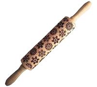 1PC Embossed Rolling Pin Christmas Engraved Rolling Pin Cute Pattern Rolling Pin Attractive Professional Cookie Decoration(Snowflake),Kitchen Accessories Durable Processed