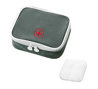 1pc Emergency Medical Kit with 1pc White Pill Box, Portable Medication Storage Bag, Mini First Aid Kit, Waterproof Travel Medicine Bag for Camping, Hiking (Grey)