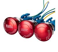 1PC Emergency Stop Button16MM19MM22MM Metal Push Button Switch STOP Mushroom Knob Rotary Switch Waterproof Round Switch(B Type 2NO2NC,19MM)