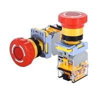 1PC Emergency Stop Push Button Switch with Light 22mm Button Mushroom Head Self Locking Latching Power Switch Knob Switch Red AC220V(2NC With Light,110V)