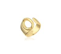1pc Empty Letter A-Z Gold Metal Color Adjustable Ring Opening Initials Name Alphabet Woman Party Chunky Wide Ring