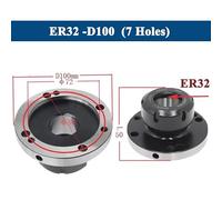 1pc ER32 80mm 100mm Lathe Chuck ER32 100mm 80mm Mini Spindle Flange Four Cartridge Collet Fixture for CNC Tools Accessories(ER32-D100)
