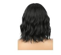 1pc European American Womens Water Wave Short Curly Hair False With Eight-Character Bangs Wig For Suitable Daily Wear