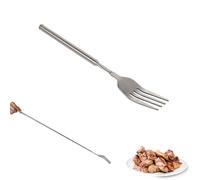1PC Extendable Fork Silver 22.1-64.6cm Telescopic Fork Long Handle Extending Sturdy Stainless Steel Multifunctional Retractable Fruit BBQ Dessert for Dinner Barbecue Toasting Camping Outdoor Cooking