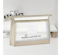1Pc Extra-Large A4 Mesh Storage Pouch - Clear & Breathable, Double Zipper Closure, Tear-Resistant & Reusable for Home,Office,Vacation,Apricot