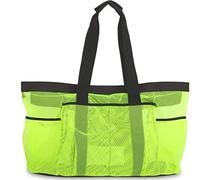1pc Extra Large Mesh Beach Bag Large-capacity Breathable Multiple Pockets Travel Clothing Storage Outdoor Sports Handbag For Beach, Picnic, Traveling(Green)