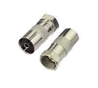1PC F Male to TV Male Converter Satellite Coax Connector Nickel-Plated Cable TV Set-top Box Antenna Adapter(FJ-TVK x1)