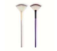 1pc Fan Shaped Highlight Brush Contour Brush Blending Highlighter Makeup Brush Face Loose Powder Brush Cosmetic Beauty Tools,S,2Pc