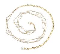 1Pc Fashionable Adjustable Chain Pendant Belt Stylish Body Link Belt Unique Bling Belly Jewelry Belt Alloy Pearl Sparkle Tassel Waist Chain for Jeans Trousers Dresses
