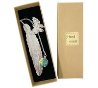 1pc Feather Bookmark, 1pc Gift Box, Butterfly, Glass Bead Dried Flower Charm, Reading Accessories, Beautiful Metal Bookmark, Vintage Bookmark, Lovely Gift