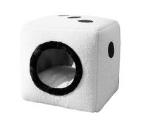 1pc Felt Cats Cave - Dice Shaped Winter Cat Hideaway Hutt, Foldable Plush Kitten Nest Cave | Space Saving Pet Igloo Bed, Feline Nesting Bed Perfect for Small Sized Cats Dogs Puppies Pigs, White, Black