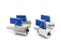 1PC Female Blue Ball Valve SS304 1/8" to 12mm 2 Way Ball Valve BSP