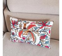 1Pc Fire Phenix Cotton Cushion Case Orange Bird Cushion Covers 30 X 50 Cm Sofa Rectangle Cushion Cover Bohemia Exotic Style Pillow Sham Embroidered Cotton Throw Pillow Cover 12 x20 Inch (Orange Bird)