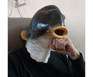 (1PC Fish Mask) 1pc Funny Realistic Fish Head Mask - Latex Full Face Costume with 3D Fish Design, Suction Cup Mountable Gills & Expressive Eyes