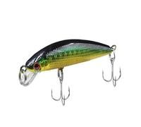 1pc Fishing Lure Minnow Easy Shiner Chatter Bait Fish Wobbler Surface Slow Sinking 6cm 4g Hooks Fishing Tackle(Black back and green)