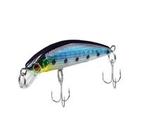 1pc Fishing Lure Minnow Easy Shiner Chatter Bait Fish Wobbler Surface Slow Sinking 6cm 4g Hooks Fishing Tackle(Black back and blue)