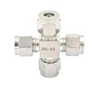 1pc Fit Tube O/D 3/4/6/8/10/12mm 1/8" 1/4" 3/8" 1/2" 304 Stainless Steel Equal Cross 4 Ways Ferrule Pneumatic Air Connector Adapter(1/8")