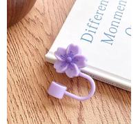 1Pc Flower Straw Cover for Stanley 40&30 Oz Cup, Silicone Covers Cap for Stanley Cup Accessories, Cute Straw Topper for Tumblers, Cap Stopper for Reusable Tip Lids（Purple 8mm）