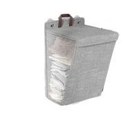 1pc Foldable Adhesive Laundry Basket Hamper, Multifunctional Punch Free Wall Hanging Washing Clothes Mesh Hook Organizer(Grey)