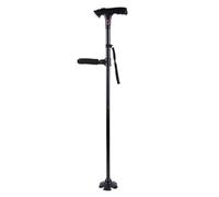 1PC Folding Elderly Walking Stick With Buffered T Handle And Pivoting Quad Base Anti-Slip Walking Stick Cane With LED Light And Alarm For Older