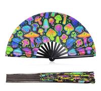 1PC Folding Hand Fan, Colorful Mushroom - Patterned Handheld Folding Fan for Cooling & Decoration