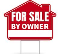 1PC For Sale By Owner Sign with Stakes, 17 Inches by 13 Inches - Double Sided Signs - Corrugated Plastic - FSBO Yard Sign for Home House Real Estate