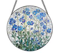 1PC Forget Me Not Gifts, Hanging Light Catcher with Floral Design, Window Decoration for Home Decor, Memorial Present, 20 cm by 20 cm