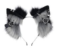 1PC Fox Ears Headband, Kawaii Plush Cat Ears with Bendable Wire Adorable Cosplay Hair Accessory for Anime, Party, Photoshoots, Grey