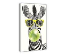1pc Framed Canvas Art Modern Black & White Striped Design_ Ready to Hang Fo-A_zebra_wearing_yellow_glasses-poster_1