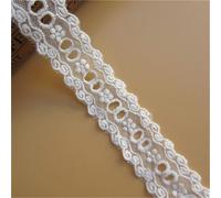 1Pc French Vintage Cotton Eyelet Lace Trim - 3 Yard White Embroidered Ribbon for Sewing and Wedding Decor, 32mm Wide Fabric Edging with Applique Details,DIY Craft Supplies