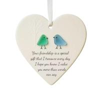 1Pc Friendship Heart Ornament Handmade Meaningful Gift for Best Friend Women White Hanging Decor for Birthday Anniversary Wedding Home Keepsake Christmas Tree (style 1)
