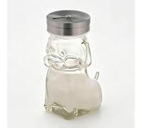 1PC Funny Cat Dog Salt Pepper Shakers, 60ml Glass Spice Jar with Stainless Steel Lid, Cute Refillable Seasoning Bottle for Home Kitchen Table Decor (Dog)