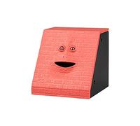 1PC Funny Face Piggy Bank Human Face Smart Sensor Saving Bank Electric Coin Can Eat Money Piggy Bank Cartoon Face Shape Coin Ban Have Educational Significance(Rosso)