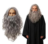 1PC Gandalf Costume Beard, Wizard Costume Accessory with Curved Design, Men's Long Curly Grey Wig for Carnival Halloween Cosplay, Carnival Events, Theatrical Productions