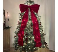 (1pc) Giant Red Velvet Christmas Tree Topper Bow,Elegant Large Bow for Indoor/Outdoor Holiday Decorations, Party, Window, Mantle , Christmas Decorations
