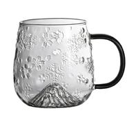 1PC Glass Coffee Mugs, 450ml Heat/Cold-Resistant High Borosilicate Glass Coffee Cups, Clear Snowflake Coffee Mug with Handle, Non Slip Glass Cups for Latte, Tea, Juice, Beverage