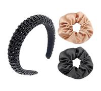 1Pc Glitter Crystal Headband, 2Pcs Scrunchie, Velvet Headband, Non-Slip Women'S Headband, Elegant Headband, Comfortable Wide Headband