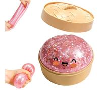 1PC Glitter Dumpling Squishy Cute Squishy Dumplings with Steamer Box Soft Slow Rebound Glitter Stress Ball for Adult Realistic Smiling Dumpling for Stress Relief and Anxiety Fun Desk Decor (C)