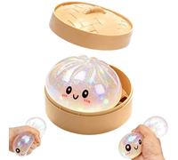 1PC Glitter Dumpling Squishy Cute Squishy Dumplings with Steamer Box Soft Slow Rebound Glitter Stress Ball for Adult Realistic Smiling Dumpling for Stress Relief and Anxiety Fun Desk Decor (A)