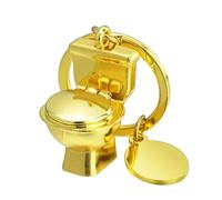 1Pc Gold Creative Mini Toilet Shape Metal Keychain Simulation Toilet Car Key Pendant Decor Personality Charms,Arts,Crafts,Beading and Jewelry Making Convenient to Carry, Gold, Mini