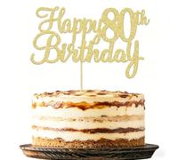 1Pc Gold Happy 80th Birthday Cake Topper Glitter 80th Birthday Cake Pick Cheers to 80 Years Old Eighty Fabulous Cake Decorations for 80th Birthday Theme Party Supplies