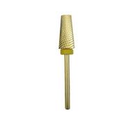 1pc gold tungsten carbide nail drill bit, 5 in 1 tapered barrel | 2.35mm shank, 7*14mm head, two-way manicure gel removal milling cutter(XF)