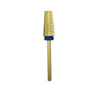1pc gold tungsten carbide nail drill bit, 5 in 1 tapered barrel | 2.35mm shank, 7*14mm head, two-way manicure gel removal milling cutter(M)