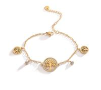 1pc Golden Color Chain Bracelets Made Of Stainless Steel Multi -layered Tree Life Bracelet In The Shape Of A Heart -shaped For Woman